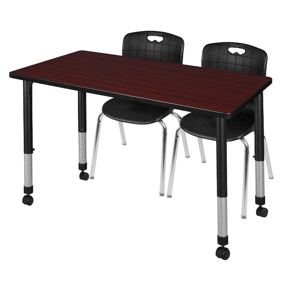 Regency Regency Kee 48 x 24 in. Mobile Adjustable Classroom Table- Mahogany & 2 Andy 18 in. Stack Chairs- Black MT4824MHAPCBK40BK - main